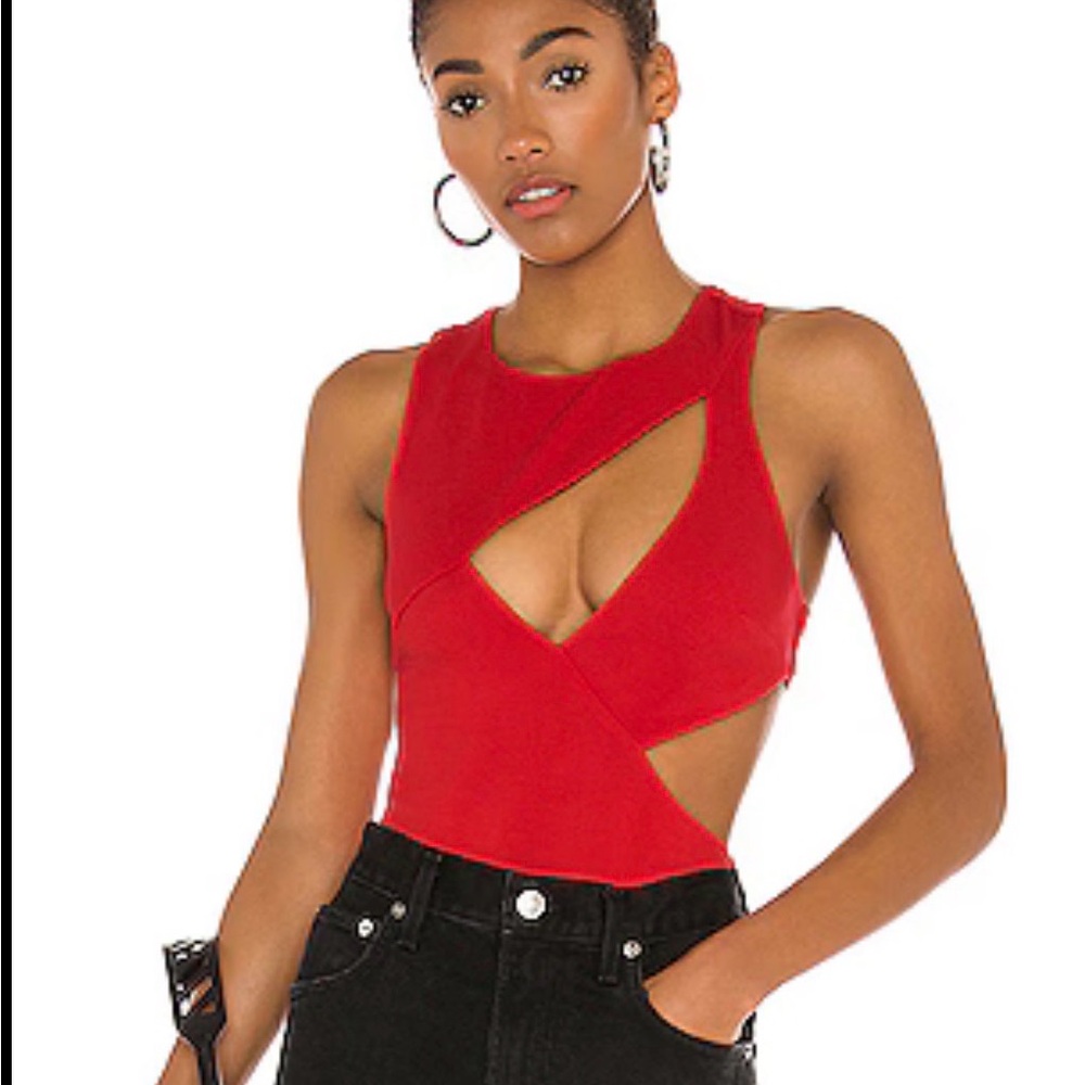 Elegant Red Cut-Out Bodysuit
